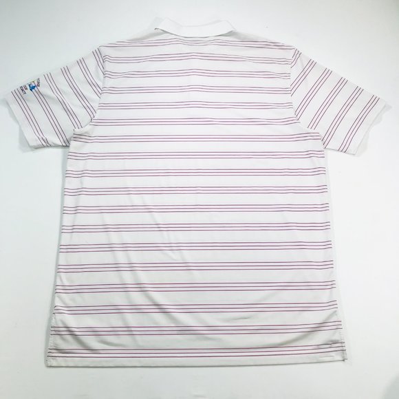 Peter Millar Summer Comfort White & Pink Striped Polo Shirt XXL Men's 2XL EUC - Picture 2 of 8